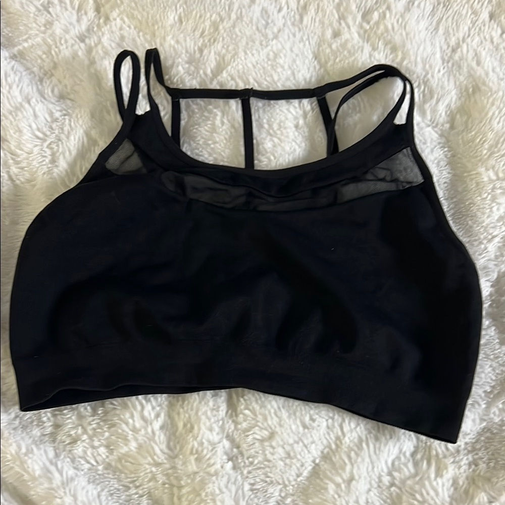 Pro-Fit Black Strappy Sports Bra with Racerback Sz M